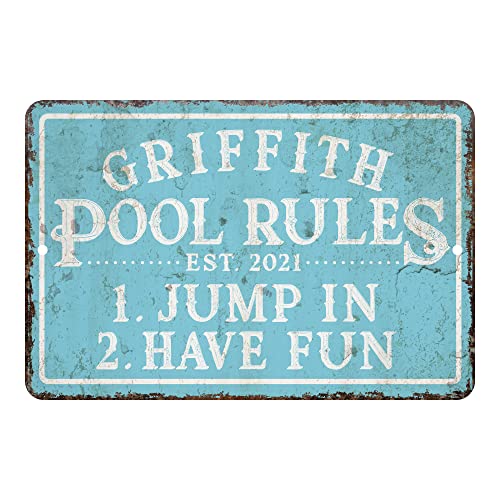 Cartel metálico personalizado reglas piscina 6x4 pulg miniatura 1