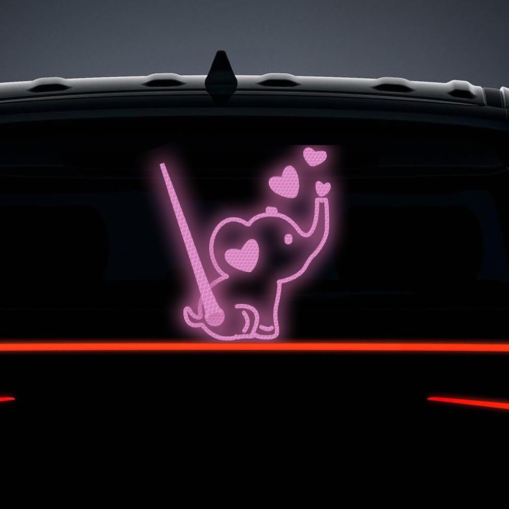 Nouiroy Elephant Reflective Vinyl Sticker for Car Rear Windshield Wiper - Love Heart Elephant Wiper Decal Elephant Tail Wagging Bumper Sticker, Self-Adhesive Elephant Decal (Purple)