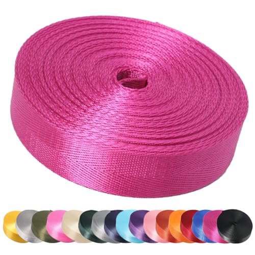 Image of Nylon Webbing Straps, 1 Inch Wide Heavy Duty Nylon Strap, Durable Flat Rope Webbing, 10 and 25 Yard Roll for Backpack Strapping, Tie-Down, Dog Leash, 18 Vibrant Colors