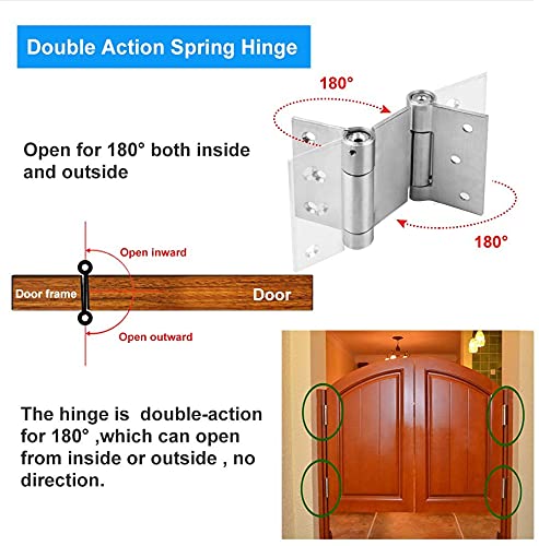 Ranbo 304 Stainless Steel Ball Bearing Heavy Duty Double Action Spring Loaded Door Swing Gate Hinge For Saloon Western Bar Pub Swinging Café Doors(1 Pair) Thickness:3 Mm (3 Inch) #TOP4