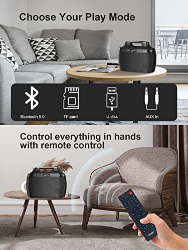 Rhm K999 Karaoke Machine With 2 Wireless Microphones & Echo/Treble/Bass Adjustment, Portable Bluetooth Speaker With Powerful Sound, Support Usb/Aux/Blutooth 5.0 For Tv/Home/Party/Metting #TOP5