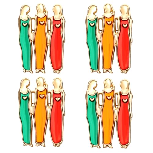 Image of 4Pcs Sister Flower Brooch Set - Elegant Alloy Brooches for Prom, Graduation, Party, Wedding - Sentimental Keepsake Gift for Sisters and Friends