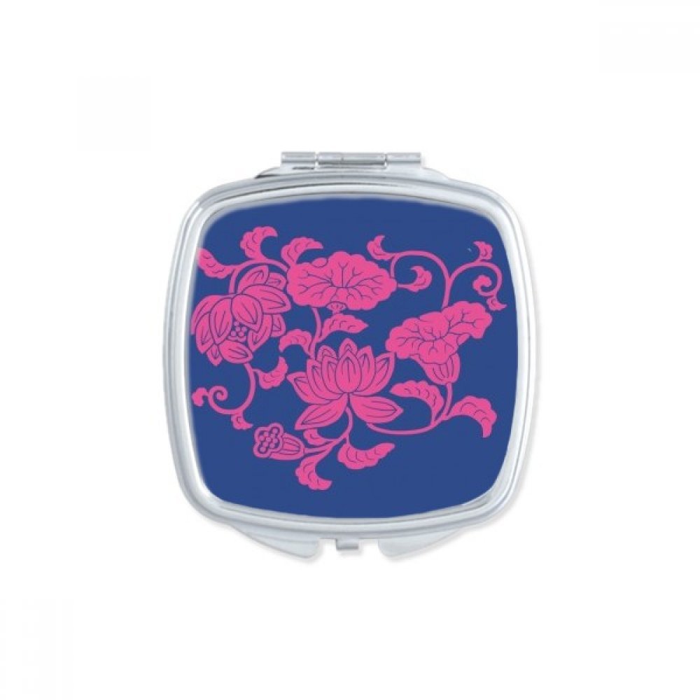 Miroir de poche carré aux motifs de feuilles colorées pour retouches express
