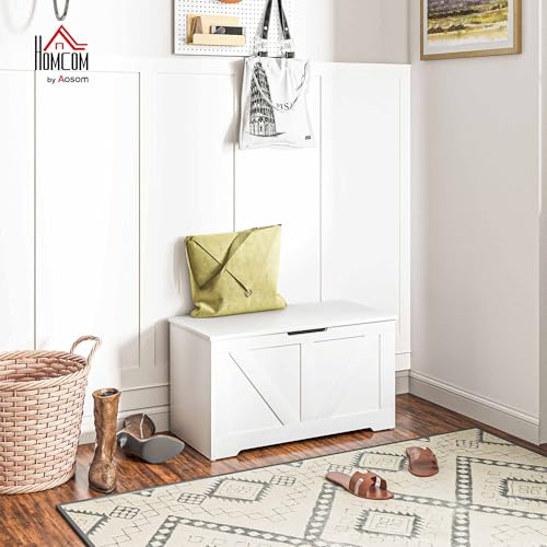 Coffre de rangement blanc 80 cm avec banc integre et couvercle