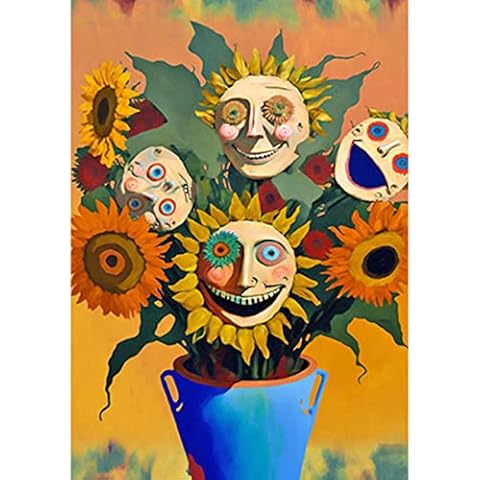LazyFold Diamond Painting Kits,Sunflower Demon 5D Diamond Painting Kits for Adults Beginners,Full Round Drill Gem Art Kit,Home Wall Decor 12 x 16 Inch Cover