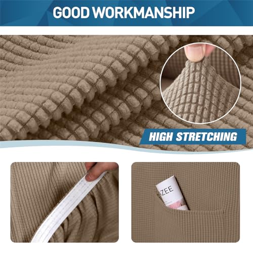 Bxful Copridivano Con Schienali Separati E Cuscini Seduta, Copridivano Antiscivolo Con Fascia Elastica, Proteggi Mobili Jacquard Elasticizzato (2 Seater(145-178Cm),Sabbia) - 4