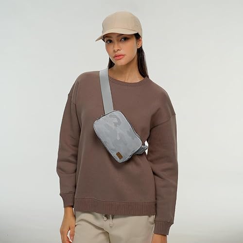 Miniatura 2 de C.C Riñonera de Cintura para Mujer  Riñonera Acolchada Cruzada de Cintura con Correa Ajustable, Idea de Regalo de Moda, Gris camuflaje