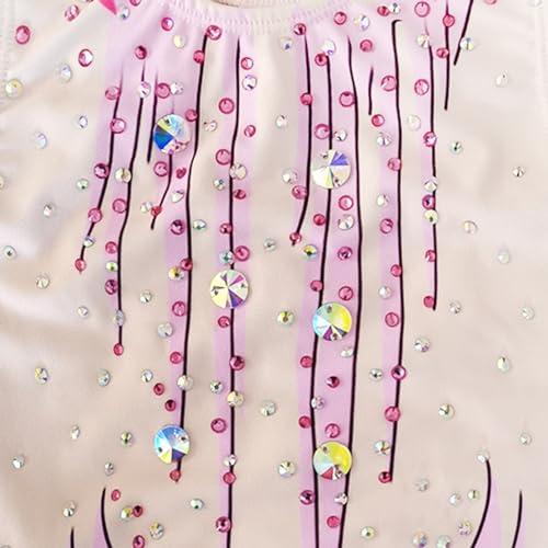 Girls' Pink Sparkly Patterned Synchronized Swimsuit for Children's Competition Performances Shimmering Style3