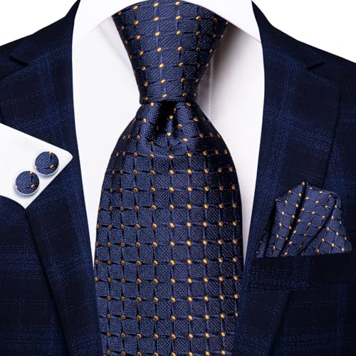 Image of Dubulle Mens Paisley Striped Tie Woven Necktie for Men and Handkerchief Cufflinks Set Wedding Formal Business