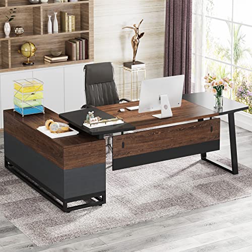 Tribesigns 67” Executive Desk and 55” Lateral File Cabinet, Large L-Shaped Computer Desk with Storage Cabinet and…