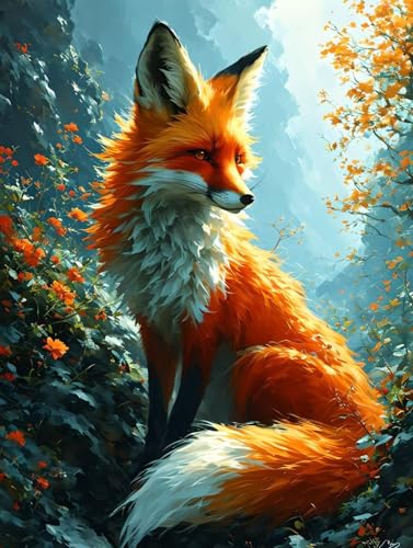 Peinture Diamant 5d Grand Format contre le stress | Kit Renard 70x100