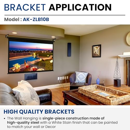 Image of AKIA SCREENS 10 Inch Universal Projector Screen L-Bracket Wall Mount Kit with Wall Hanging Hooks, Adjustable 3-10 inch Extension, Heavy-Duty Steel, Black (AK-ZLB10B)