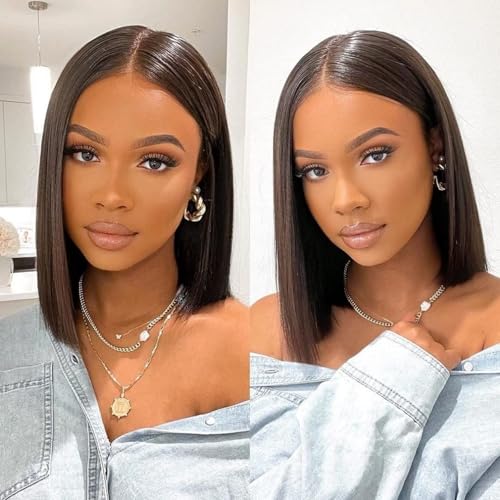 Yolissa Bob Wig Human Hair Glueless Wear And Go Straight