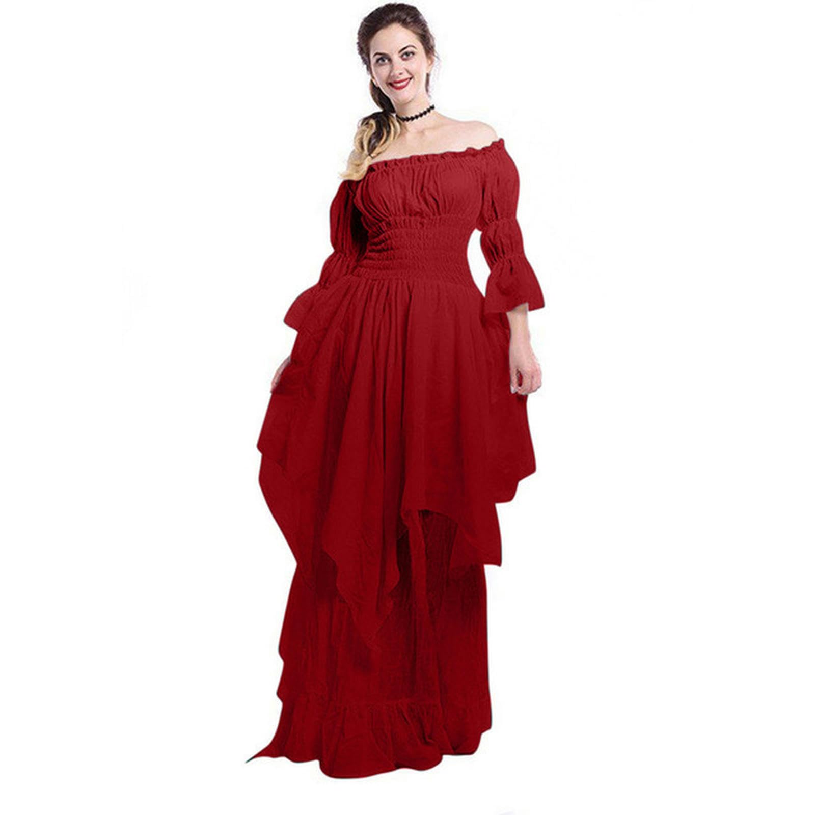 Robe médiévale victorienne rouge taille M costume cosplay Halloween vintage