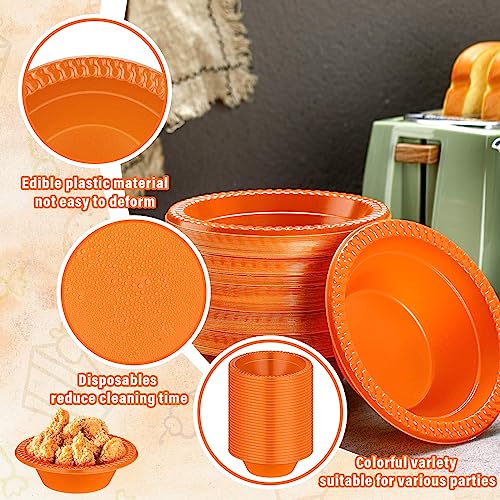 Image of Lallisa 100 Pcs 12oz Orange Disposable Plastic Bowls Party