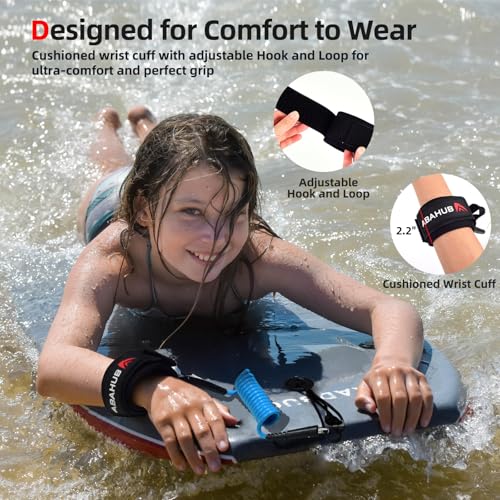 Abahub Premium 4 ft Bodyboard Leash, 5.5mm Thick Coiled Wrist Surf Body Board Leashes with Plug for Bodyboarding, Blue
