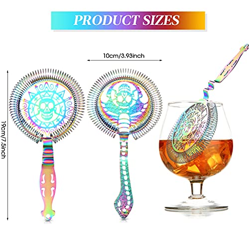 2 Pieces Cocktail Strainer With Spring Skull Drink Strainer Stainless Steel Hawthorne Strainer Bar Strainer Julep Strainer Bar Accessories For Halloween Party Supplies Drinks And Decor #TOP1