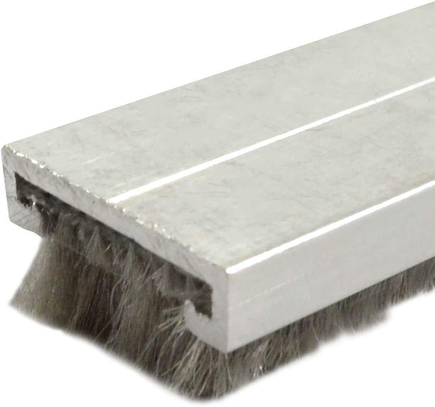 Mill Aluminum Mortised Door Bottom Sweep with Pile Brush Seal (7452MA) in (60''), SMS # 6 x 1/2'' Supplied