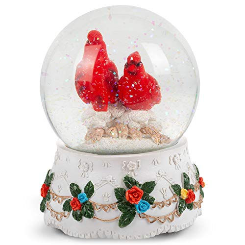 image for Elanze Designs Mr. & Mrs. Red Cardinal Figurine 100MM Water Globe Play