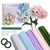 Galerie SV Pfeifenputzer zum Basteln Set, 400 Stück Pfeifenreiniger 5 Farben Blumenstrauß Pfeifenreiniger Blumen mit Geschenkband, Klebeband, Perlenaufnäher, Staubblätter für DIY Geschenke