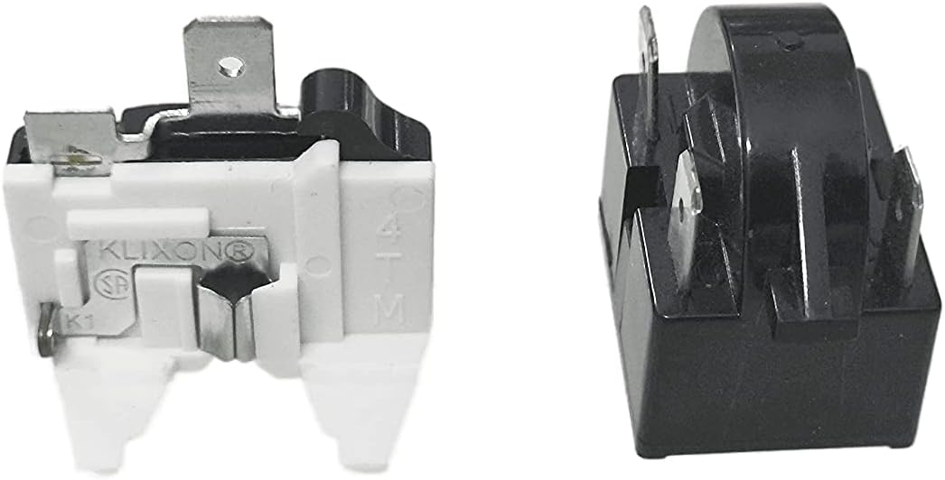 1 Pcs QP-02-4.7 PTC Refrigerator Start Relay 3Pin Coolers Compressor Starter with 1pcs Refrigerator Overload Protector 1/2HP