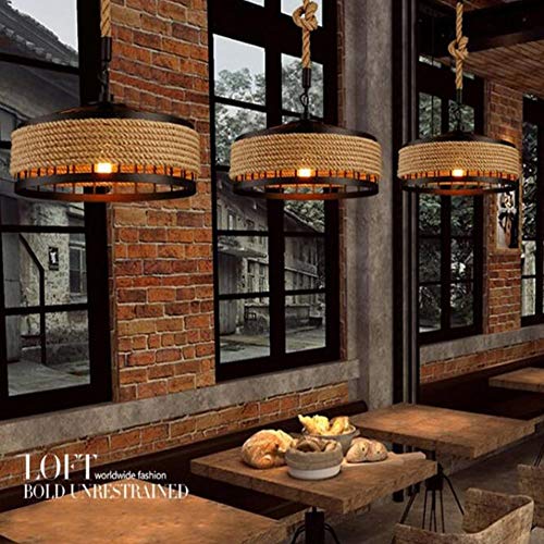 Suspension Vintage Corde Chanvre E27 Métal 40cm PANNN