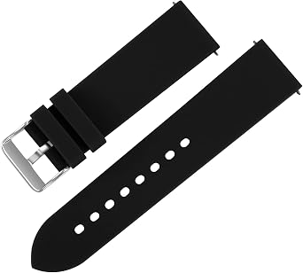 SANWA 24mm Black Straps Silky Soft Rubber Watch Bands for Most Traditional Watches and Smart Watches Diver Watch