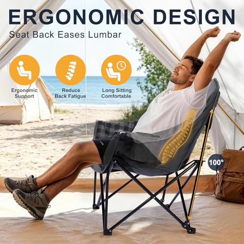 Image of Oversized Camping Chairs 2 Pack, 500 LBS Heavy Duty Folding Chairs, Plaid