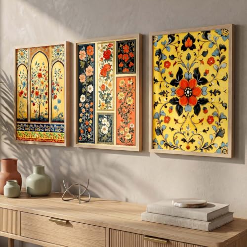 Image of kotart Paintings Home Decoration For Living Room Bed Room Hotel Wall Decor Digital Reprint | Indian Traditional Madhubani Wall Art Painting With Frame Set of 3 (20x30 Inch)