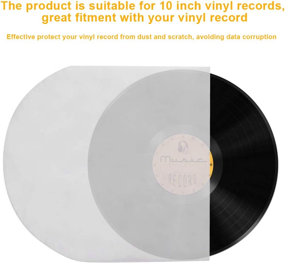 Zunate 100-Pack 10-Inch Anti-Static Record Inner Sleeves, Protective Storage Covers for Album Collection