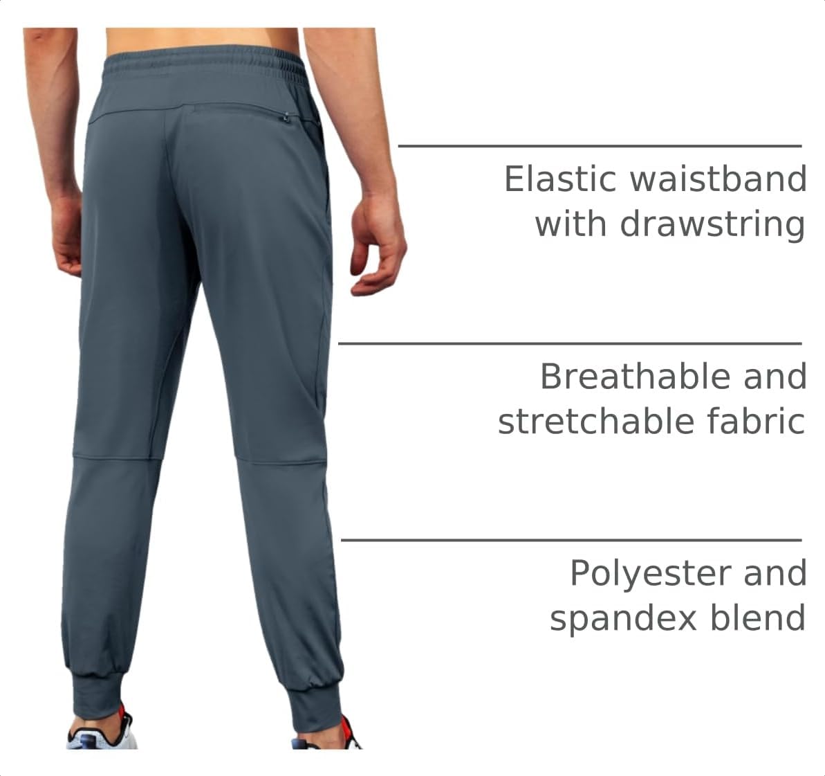 Mens Joggers with Zipper Pockets Lightweight Sweatpants for Men Pants Athletic Workout Running Track Gym image 4