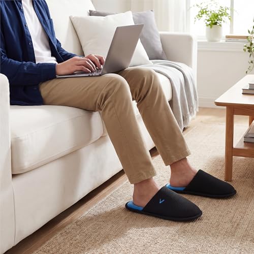 Image of Mens Scuff Slippers Micro Suede Memory Foam Slide Clogs Slip on Indoor Outdoor House Shoes