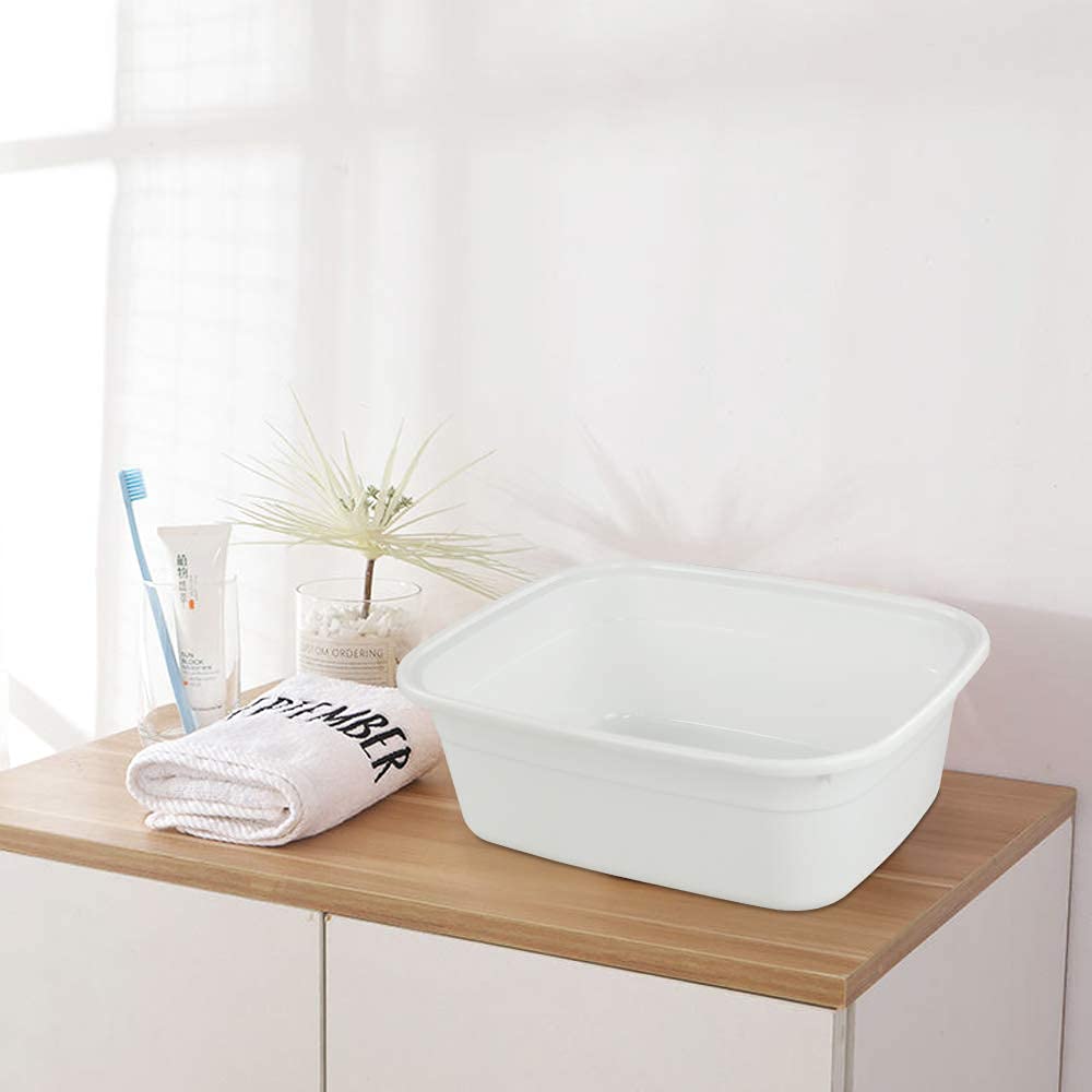 Lavabo de plástico de 16 cuartos de galón, color blanco, juego de 3