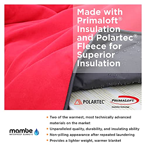 Mambe Super Extreme Weather Outdoor Blanket - Black - 100% Waterproof & Windproof - Insulated Polarfleece Blanket for Activities Like Cold Weather Camping & Winter Sports, Machine Washable