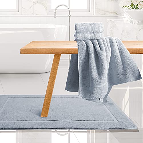Image of Hearth & Harbor Bath Mat Towels - 100% Ring Spun Cotton Luxury Towels - Ultra Soft & Highly Absorbent, Bathroom Towels, Floor Mat - Ice Blue