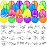 IWIDYA 24 Stück Ostereier zum Befüllen MIT Metall-Puzzle - Plastikeier mit 24 Knobelspielen für Erwachsene & Familie, 6 Farben - Intelligente Ostergeschenke & Ostereiersuche