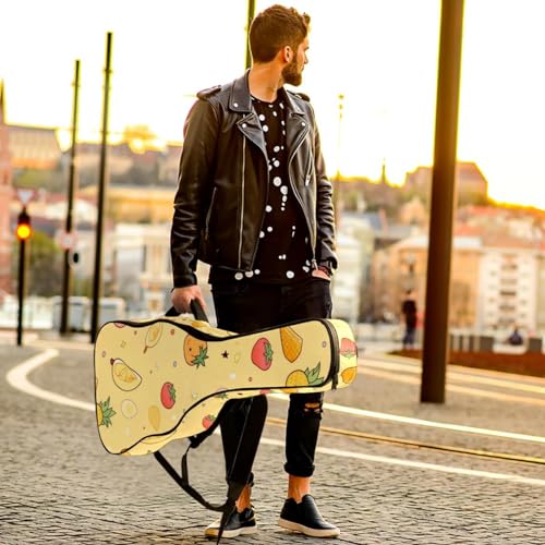Housse de transport guitare acoustique imperméable 40 pouces multipoche jaune