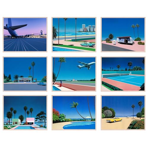 BigWig Prints Hiroshi Nagai Art - Lofi Poster Vaporwave, Hiroshi Nagai Wall Art Prints, Vaporwave Decor Posters, Japanese Room Decor - Unframed Set of 9 (8x10”)