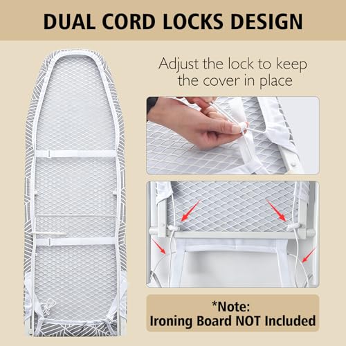 Image of Seiritex Over the Door Ironing Board Cover 14 x 42 inch, Thick Padding w Hook and Loop Fasteners Wall Iron Board Cover (Gray Cube Update Version)