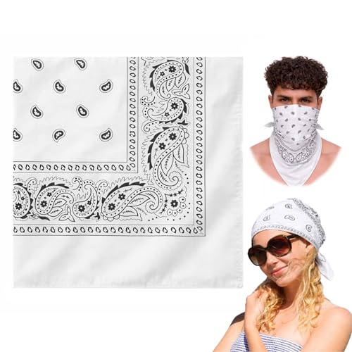 Image of VRONZO Unisex Soft Breathable 100% Cotton Bandana for Men & Women | Head Band for Men Bike Riding, Scarf for Men, Head Scarf for Women, Multi-Purpose Paisley Printed Square 50x50 cm