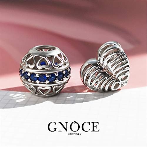 GNOCE Charm Bangle Bracelet for Women 925 Sterling Silver Bracelet with 3 Charm Beads Basic Charm Bangle with Clasp For Wife Daughter