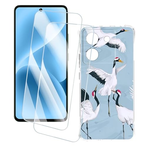 OAGELIM 2�Z�b�g �X�N���[���v���e�N�^�[ + �P�[�X Xiaomi Poco M7 Pro 5G (6.67 �C���`) �Ƃ̌݊������� �A�[�e�B�X�e�B�b�N�J�X�^���v�����g�J�o�[�Ƌ����K���X�t�B���� �X�N���b�`�h�~ (��)