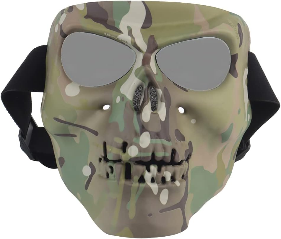 Airsoft Mask Halloween Skull Full Face Mask, Airsoft Paintball BB Gun Game Mask
