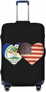 Belize Flag And American Flag Travel Suitcase Cover Washable Anti-Scratch Luggage Cover Stretch Holiday