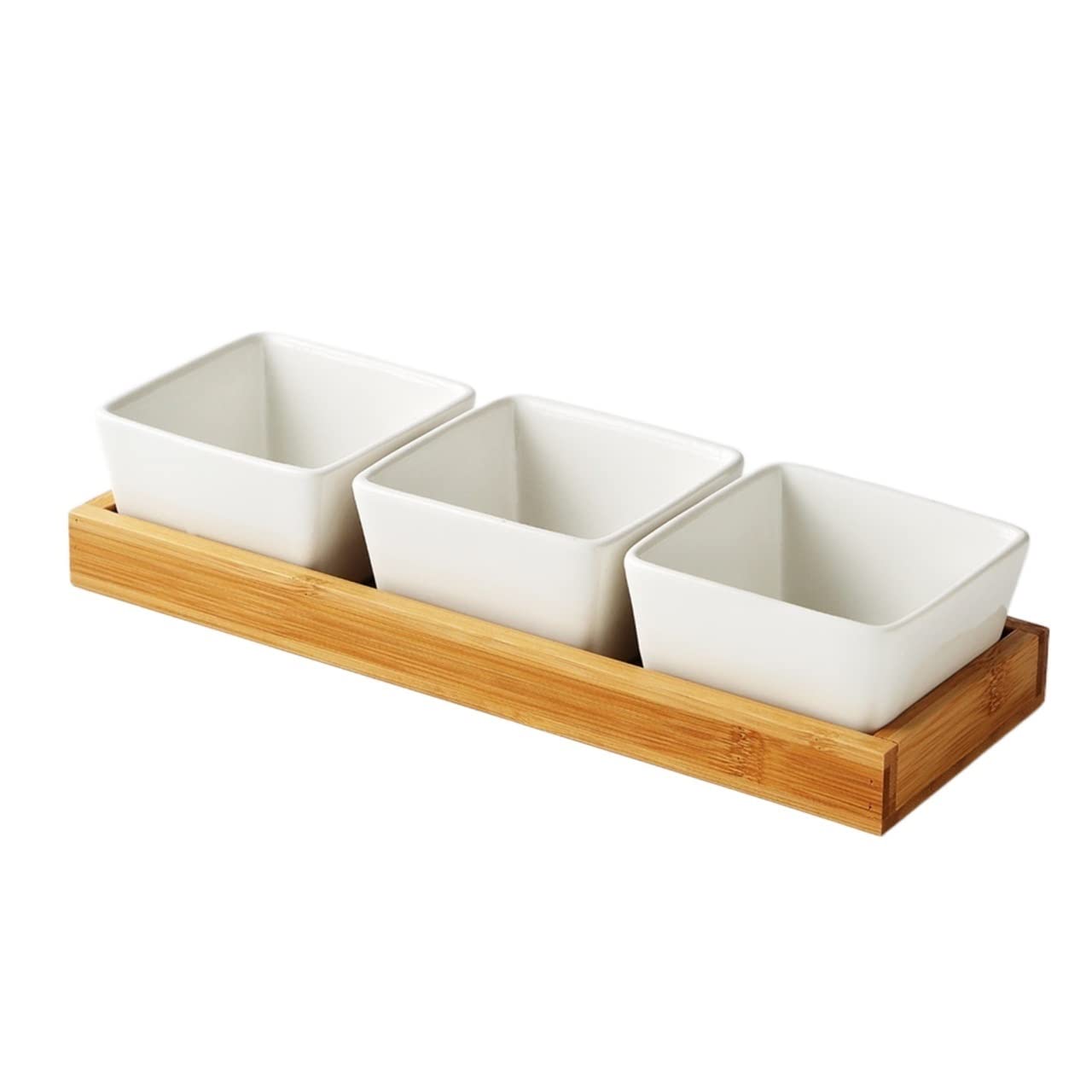 RWRAPS Snackteller, Keramik-Saucenteller, Dessertteller, quadratische Form, Obstteller mit Tablett, Porzellan-Kuchen- oder Süßigkeitenteller, Dip-/Dipschalen, Snackschale (Farbe: B) (C)