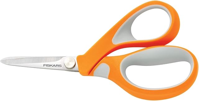 Fiskars Scissors RazorEdge Softgrip 13 cm, Stainless Steel Blade/Plastic Handles, Orange, 1014650