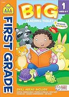 School Zone - First Grade Big Learning Tablet Workbook - 240 Pages, Ages 6 to 7, Stickers, Addition, Subtraction, Vowels, Sentence Completion, and More (Easy-Tear Top Bound Workbook) 1681471876 Book Cover