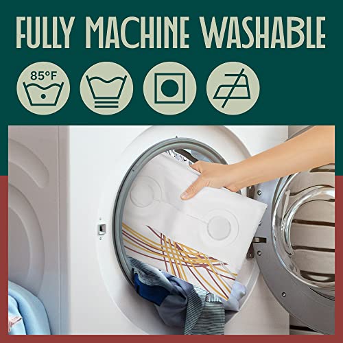 Visual_Inspiration No Hooks Needed Polyester Curtain – Ringless No Hook Shower Curtain For Hotel Spa & Home Bath, White With Print - Set Of 4 Cotton Hand Towels Included #TOP6