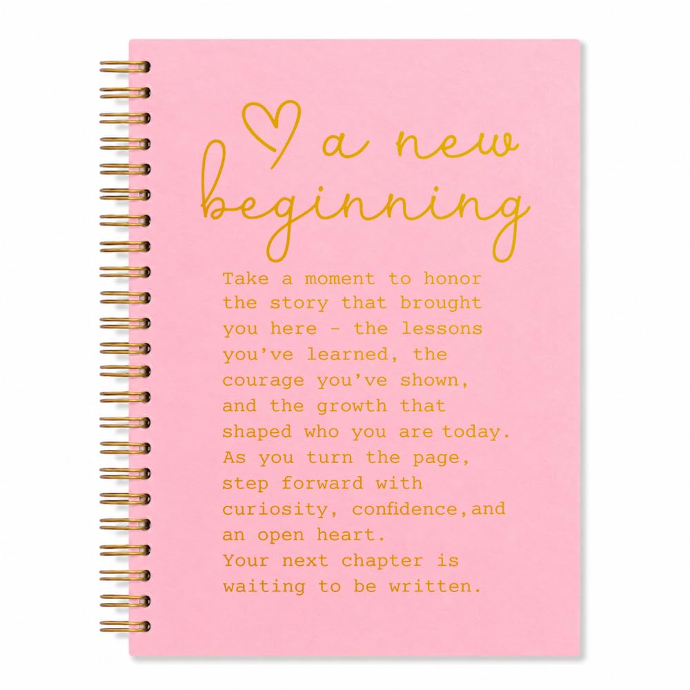 UWXQOJ A New Beginning Spiral Lined Notebook for Women, New Job Journal Pink10
