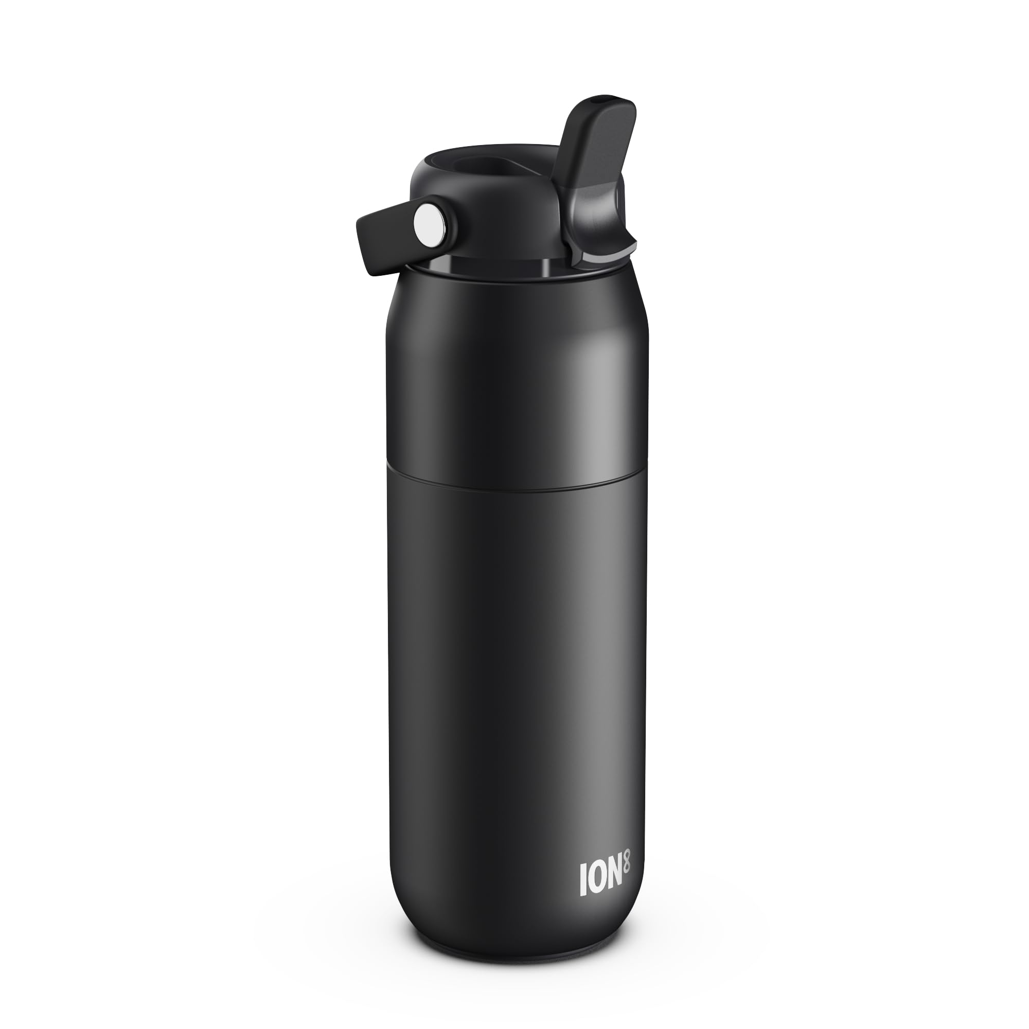 ION8 Primo Urban Insulated Water Bottle 540 ml (18 oz) – Leakproof Stainless Steel Bottle with Straw Lid, Fast Flow, Vacuum Insulated Cold Drinks, Cup Holder Friendly, Dishwasher Safe, Black